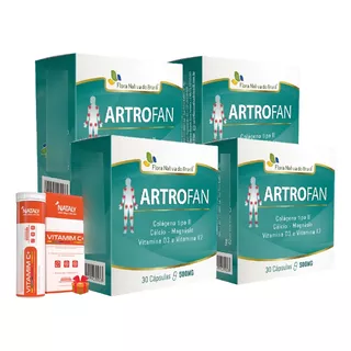4x Artrofan Colágeno Tipo 2 500mg 30 Cáps + 1 Vitamim C+