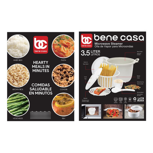 Bene Casa Bc- Microondas Arrocer/pasta De Cocina. Color Blanco