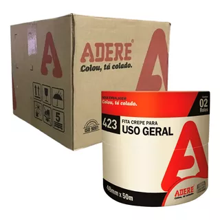 Kit 36 Fitas Crepe Adere 48x50 Larga Uso Geral Pintura Obras Cor Branco Liso