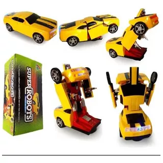 Carrinho Camaro Amarelo Vira Robô Transformers Bate Volta