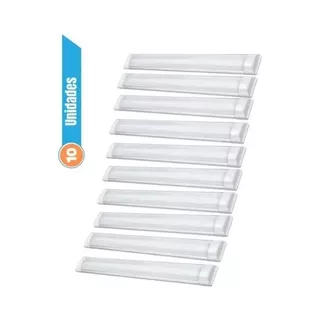 Luminária Kit 10x Tubular Sobrepor Led Slim 20w 60cm Branco