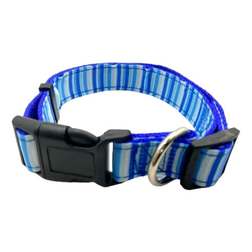 Collar Para Perros Razas Chicas Y Pequeñas Premium Ajustable Color Rayas Azul
