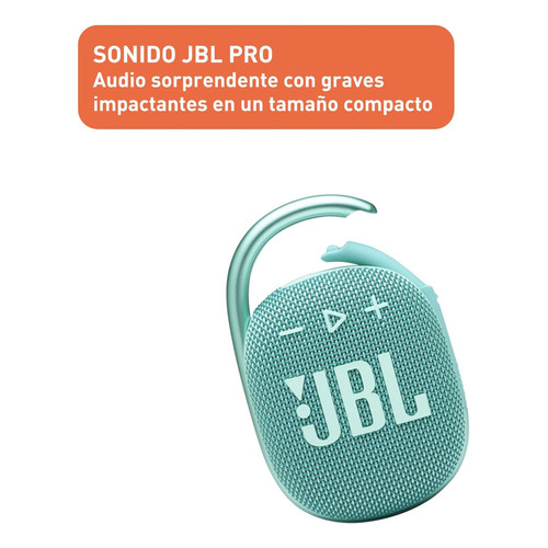 Bocina Altavoz Ultraportátil Jbl Clip 4 Bluetooth Turqueza Color Turquesa
