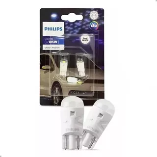 Led Lâmpada Carro Philips Pingo T10 Par 6500k W5w Branca