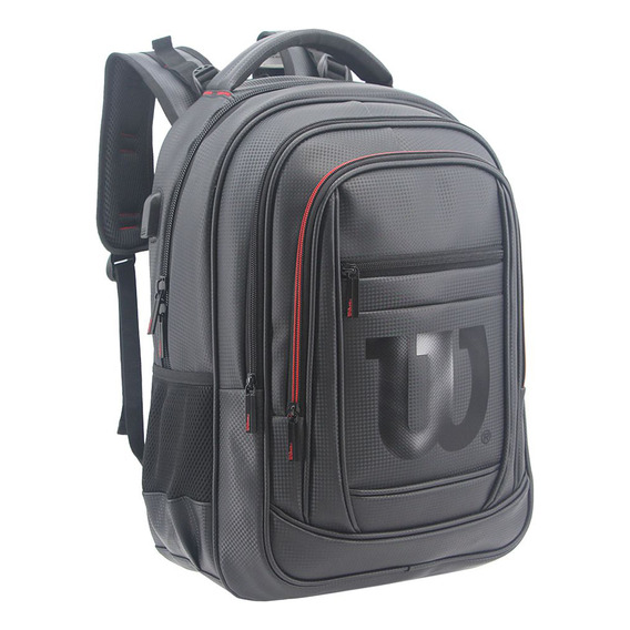 Mochila Porta Notebook Wilson Urbana Reforzada Deportes Gym Oficina Escolar Usb 65.11110BL