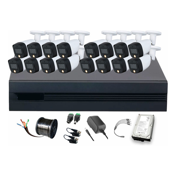 Kit 16 Cámaras Audio 2mp Fullcolor Y Dvr 16ch 3tb Dahua