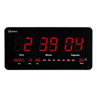 Herweg 6464-034 Reloj Digital De Cristal Negro De 23 X 47 X 3 Cm