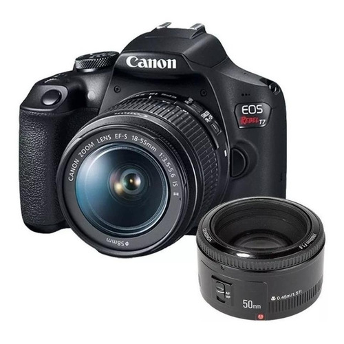  Canon EOS Rebel Kit T7 + 18-55mm IS II + 50mm STM DSLR color  negro