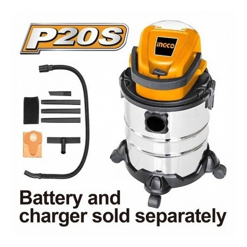 Aspiradora P20s 20lts Bateria 20volt Ingco Cvli2005e Color Anaranjado