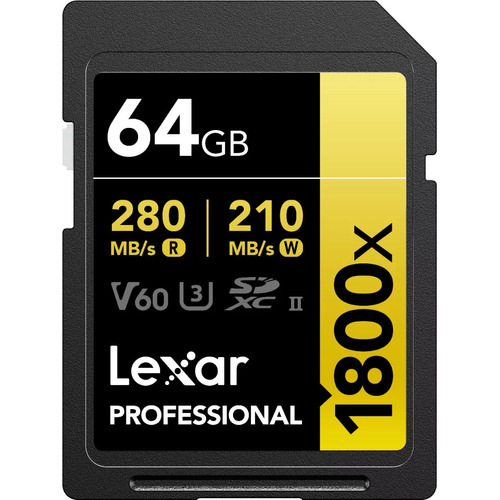 Tarjeta de memoria Lexar Tarjeta SD profesional de 64 GB y 280 mb