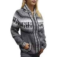 Sweater Campera Pullover Lana Alpaca Capucha Talle L (large)