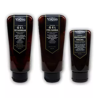 Combo Barbear Viking Gel De Barbear Esfoliante E Pós Barba