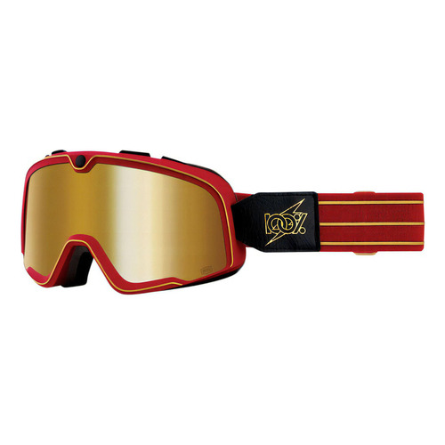 Goggles Motocross 100% Barstow Cartier Mica Dorada Color de la lente Dorado Color del armazón Rojo