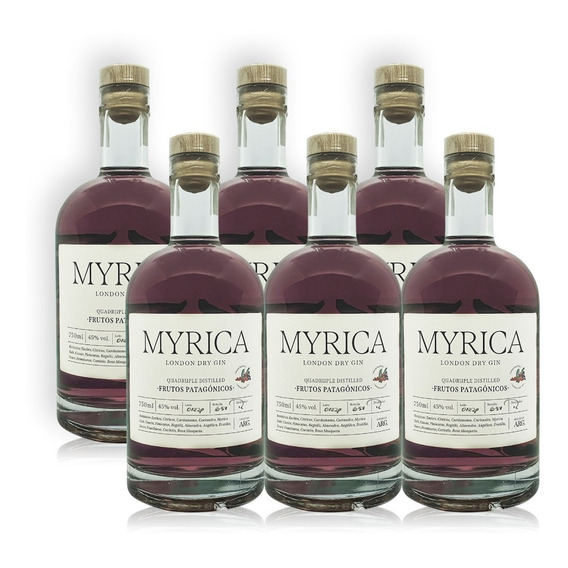 Gin Myrica Frutos Patagónicos London Dry Caja X6u 750ml