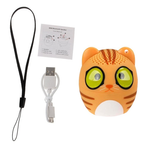 Bocina Mini Animalitos Bluetooth Control Remoto Para Selfies Color Gatito Tigrecito