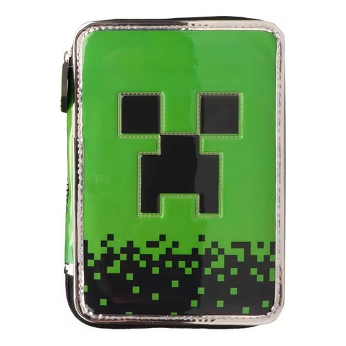 Cartuchera Set Escolar Minecraft 1 Piso Cresk Sharif Express Color Verde Creeper
