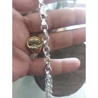 Pulseira Elo Português Prata 925 7mm 21cm Fecho Mosquetão