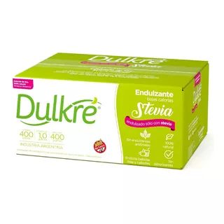 Endulzante Dulkré Stevia 100% Natural X 400 Sobres/sachets