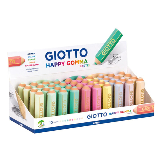 Gomas Giotto Happy Gomma Colores Pastel Surtidos Forma Lapiz