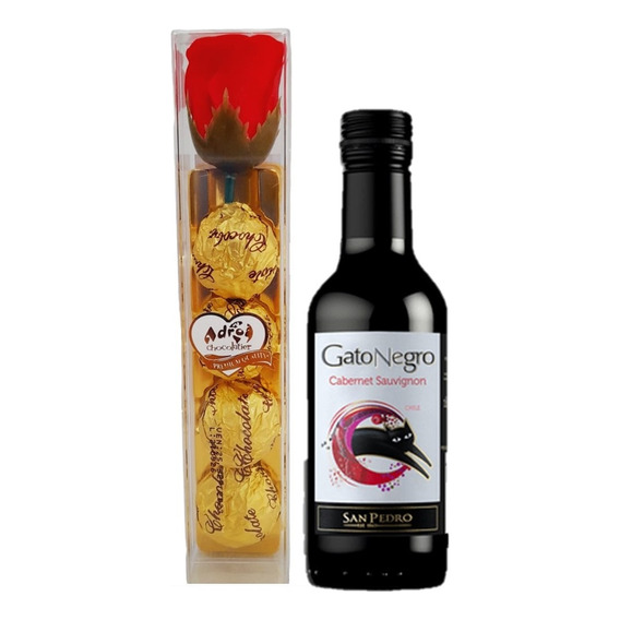 Combo Regalo Mujer Especial Gato Negro + Rosa Chocolate