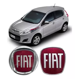 Kit 2 Emblemas Fiat Vermelho Novo Palio Attractive 1.4 12/17