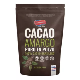 Cacao Amargo Puro En Polvo 200g Dicomere Sin Azucar Sin Tacc