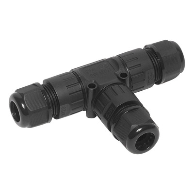 Conector T Para Cable Exterior Reflector Estanco 3 Polos Lk Negro