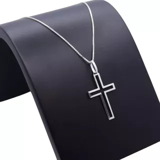 Corrente Cordão Com Pingente Cruz Crucifixo 60cm Prata 925