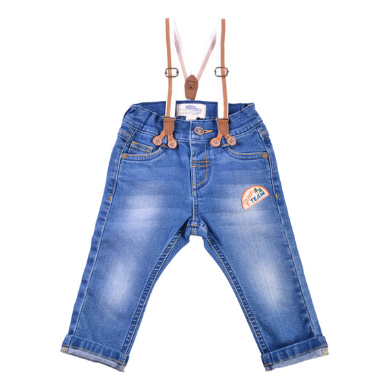 Jeans C/suspensores Mezclilla  Bebe Niño Denim