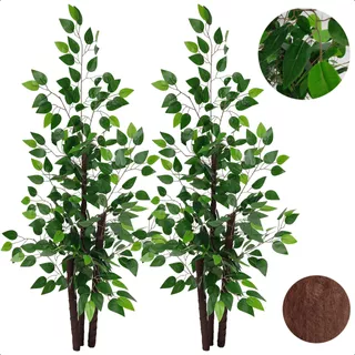 Kit 2 Planta Artificial Ficus Verde Sem Vaso Decoração