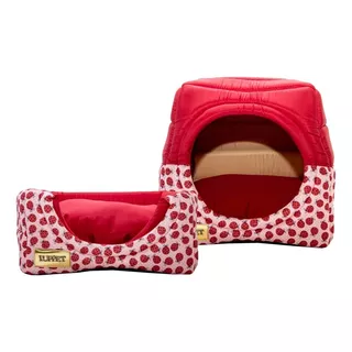 Cama Iglu E Toca Para Cachorro Luppet Luxo Rosa Borboleta G Cor Vermelho Joaninhas Desenho