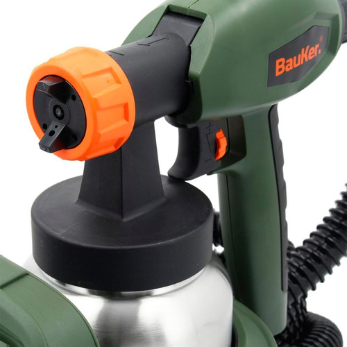 Pistola Para Pintar Eléctrica Bauker 650 W + 9 Accesorios Color Verde oscuro