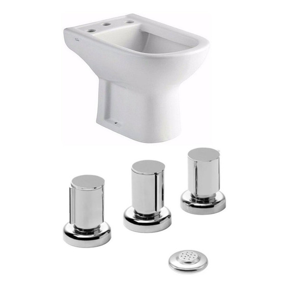 Bidet Piazza Premium Amalfi Blanca Porcelana 3 Ag + Grifería