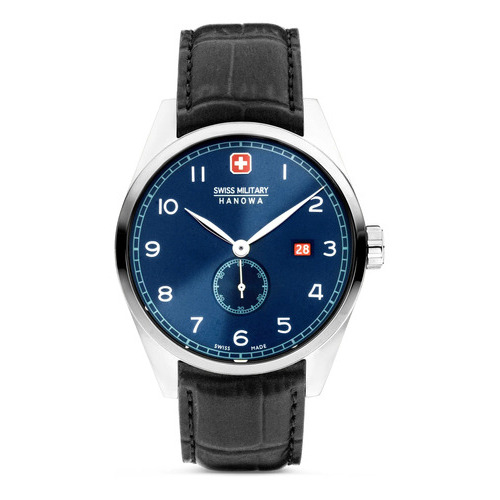 Reloj Swiss Military Smwgb0000701 Para Hombre Cristal Zafiro Color de la malla Negro Color del bisel Plateado Color del fondo Azul