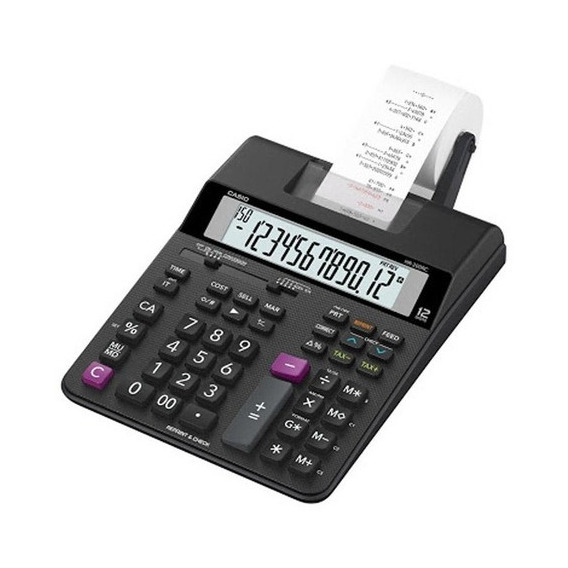 Calculadora Sumadora Casio Hr-200rc De Escritorio Negra Color Negro