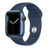 Apple Watch Series 7 (GPS + Cellular, 41mm) - Caixa de alumínio azul - Pulseira esportiva azul-abissal