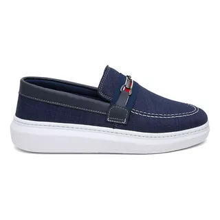 Drive Mocassim Oxford Masculino Sola Alta B Azul Luxo