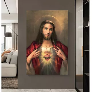 Cuadro Sagrado Corazón De Jesús Canvas Grueso 60x40