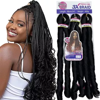 Cabelo Jumbo Liso Ondulado Boho Curl Crochet Braid 400g