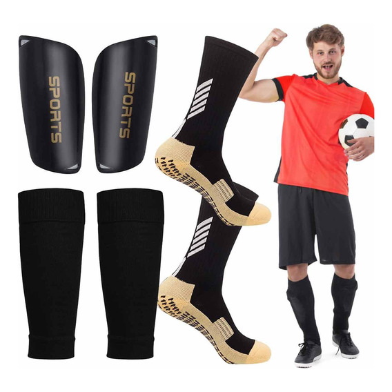 Calcetines Antideslizantes Con Espinilleras Para Fútbol 3pcs