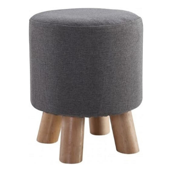 Puff Banco Redondo Gris En Madera Para Living Dormitorio!!!