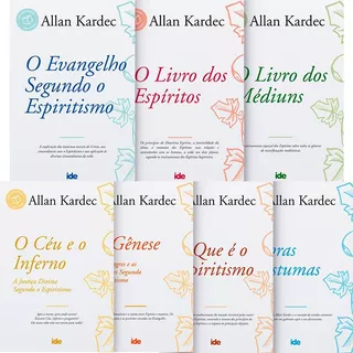 Kit Coleção Obras Básicas Allan Kardec Com 7 Livros + 01 Brinde Evangelho No Lar | Ide Editora