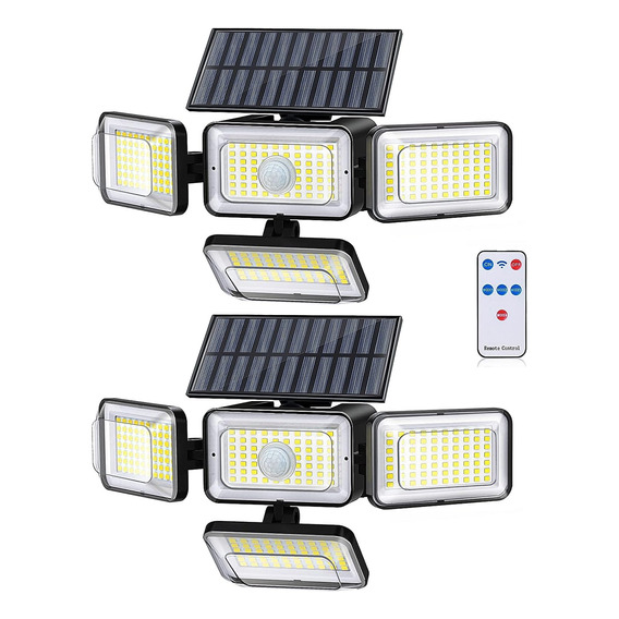 Luces Sensor Movimiento Solares 4 Cabezales 288 Leds Pack 2 