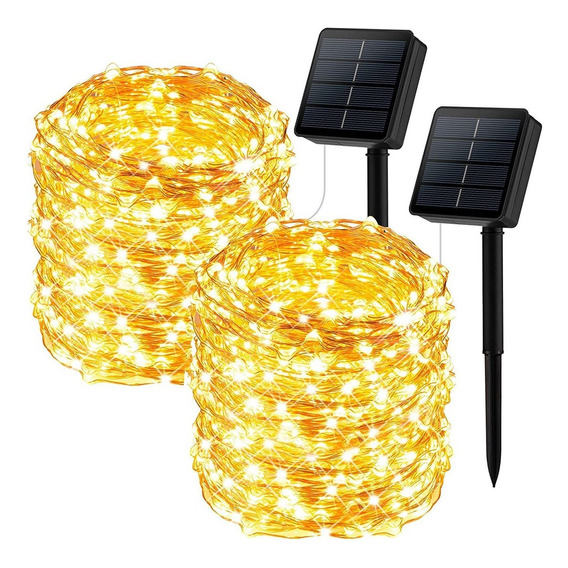 20m Tira Led 8 Modos De Luces Solares Para Jardín 2pack