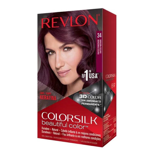 Kit Tintura Revlon  Colorsilk beautiful color™ tono 034 borgoña oscuro para cabello