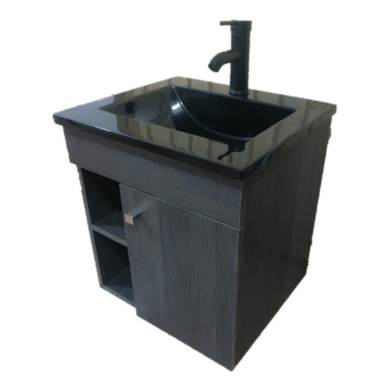 Lavabo Negro Con Mueble Flotante