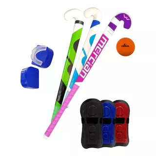 Kit Combo Palo Madera + Canillera + Bucal + Bocha Hockey Ab