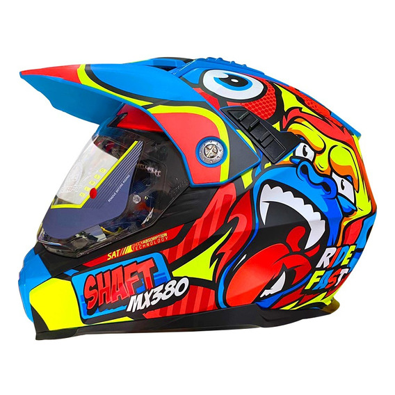 Casco Shaft Mx380 Multiproposito Certificado Doble Visor