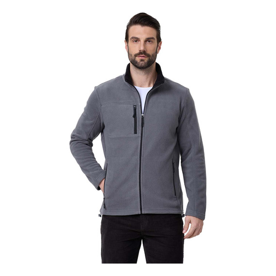 Polar Hombre Full Zipper Liso Gris Fashion's Park