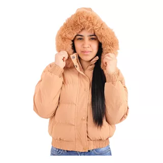 Chaqueta Puffa Capucha Removible Con Cierre Y Boton Alta Calidad